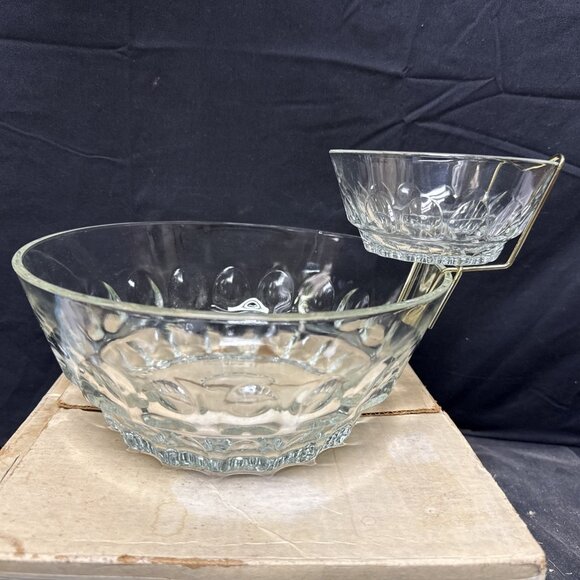 Hazelware Reflections MCM Clear Glass 3-Piece Chip & Dip Bowl Set Original Box - Picture 2 of 9